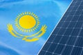 Solar panels against flag Kazakhstan background