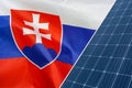 Solar panels against flag Slovakia background