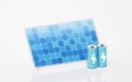 Solar panels and batteries, 3d rendering Royalty Free Stock Photo