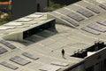 Solar panels being installed on the roof of delhi metro station