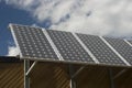 Solar Panels with blue sky and clouds