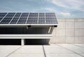 Solar panels installed on the roof of a modern building. Photovoltaic modules for innovation green energy., generative ai Royalty Free Stock Photo