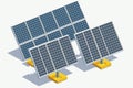 Solar panels cells for electricity grid. Renewable electric solar power plant station. Clean sustainable energy photovoltaic Royalty Free Stock Photo