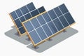 Solar panels cells for electricity grid. Renewable electric solar power plant station. Clean sustainable energy photovoltaic