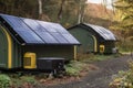 solar panels charging large battery banks