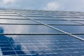 Solar Panels Closeup Blue Technology Clear Sunny Day Clouds Reflection Green Energy Real Royalty Free Stock Photo