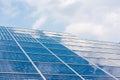 Solar Panels Closeup Blue Technology Clear Sunny Day Clouds Reflection Green Energy Real Royalty Free Stock Photo