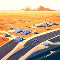 Solar panels in desert. 3d render illustration. Alternative energy concept AI generated Royalty Free Stock Photo