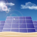 Solar panels in the desert, ecology concept Royalty Free Stock Photo