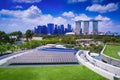 Solar panels energy field at singapore public park with blue sky