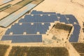 Solar panels farm energy panel Israel desert from above aerial view