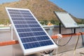 Solar panels generator the industry of modern energy, Ecologically clean sources of electrical energy Royalty Free Stock Photo
