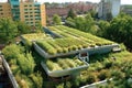 solar panels on green rooftop gardens