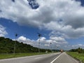 Solar panels on the highway. Royalty Free Stock Photo