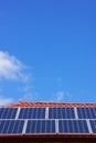 Solar panels on house roof in central Victoria, Australia