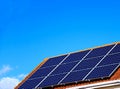 Solar panels on house roof top stock photo Royalty Free Stock Photo