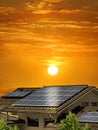 Solar panels on house rooftop sustainable energy Royalty Free Stock Photo