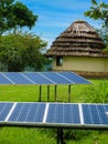 Solar panels and a hut