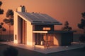 Solar panels on idilic 3D house. Natural resource of energy. Generative AI