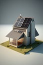 Solar panels on idilic 3D house. Natural resource of energy. Generative AI