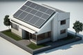 Solar panels on idilic 3D house. Natural resource of energy. Generative AI