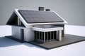 Solar panels on idilic 3D house. Natural resource of energy. Generative AI