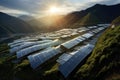 solar panels installed along picturesque hills absorb sunlight