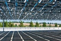 Solar panels installed as solar canopy on top of parking garage Royalty Free Stock Photo