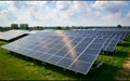 Solar panels installed on a house roof, harnessing renewable energy from sunlight to power households Royalty Free Stock Photo