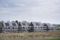 Solar panels installed on new houses being built Royalty Free Stock Photo