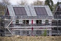 Solar panels installed on new houses being built Royalty Free Stock Photo