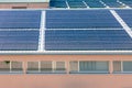 Solar panels installed on a roof of a large industrial building or a warehouse Royalty Free Stock Photo