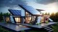 solar panels intergrated into the roof of a modern home