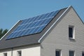 24 solar panels mounted on the roof of a modern new-build house in closeup, location Heerhugowaard Royalty Free Stock Photo