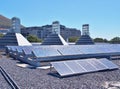 Solar panels or Polycrystalline Silicon Solar cells on rooftop of building