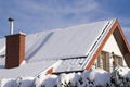 Solar panels on a private house covered with snow