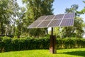 Solar panels in public park, eco friendly, green, renewable energy concept Royalty Free Stock Photo