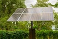 Solar panels in public park, eco friendly, green, renewable energy concept Royalty Free Stock Photo