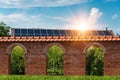 Solar panels on a red tiled roof - photovoltaic power plant Royalty Free Stock Photo