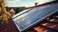 Solar panels on residential house roof