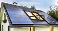 Solar panels on the roof of the modern house Royalty Free Stock Photo