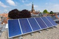 Solar panels on the roof in the South-Holland city of Leiden in the Netherlands. Royalty Free Stock Photo