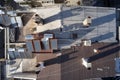 Solar panels on the rooftop, aerial view.