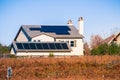 Solar panels on the rooftop of residential buildings; vineyards in the foreground; Livermore, east San Francisco bay, California Royalty Free Stock Photo