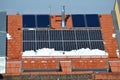 Solar panels on a rooftop in winter Royalty Free Stock Photo