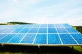 solar panels with the sunny sky. Blue solar panels. background of photovoltaic modules for renewable energy