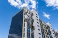 Solar panels on the wall of a multi-storey building. Renewable solar energy Royalty Free Stock Photo