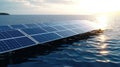 Solar panels on the water, creating the effect of \
