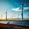 Solar panels and wind power generation equipment Royalty Free Stock Photo