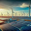 Solar panels and wind power generation equipment Royalty Free Stock Photo